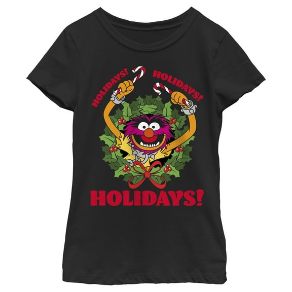 Girl's The Muppets Ho Ho Holidays! Graphic Tee Black Large