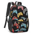 thumbnail image 2 of Game Controller Black Pattern 17" School Backpacks for Teens,Waterproof Oxford Fabric,S-Shape Padded Straps for School,Travel,Hiking,Camping, 2 of 6