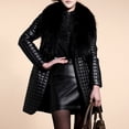 thumbnail image 6 of LoyisViDion Coat Women Winter Faux Leather Fur Long Sleeve Coat Jacket Outerwear Long Overcoat Black 4(S), 6 of 8