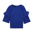 thumbnail image 1 of Alfani Womens Zip-Back Ruffled Blouse, Blue, Large, 1 of 1