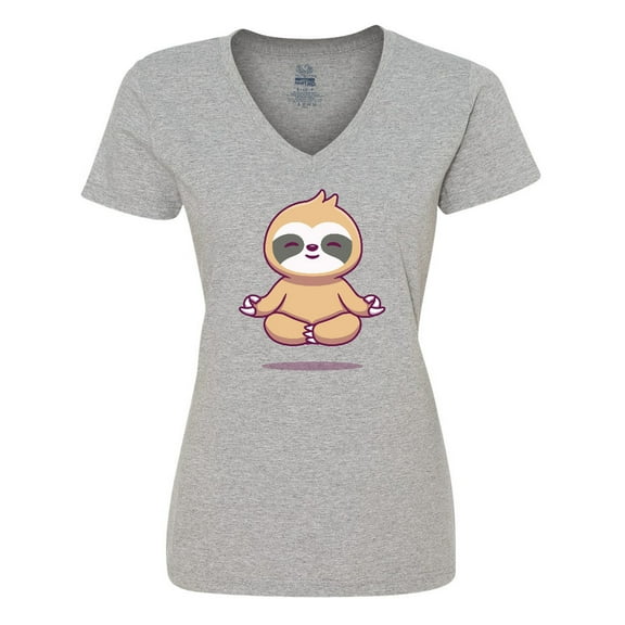 Inktastic Meditating Sloth Women's V-Neck T-Shirt