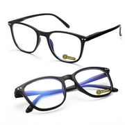 LUFF 2 Packs. Lightweight Resin Reading Glasses Fashion Computer Reader with spring Hinges for Man&Woman,2.0x Black