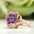 thumbnail image 4 of Gem Stone King 18K Rose Gold Plated Silver Purple Amethyst Ring for Women (1.72 Cttw, Oval 6X4MM, Gemstone February Birthstone, Available in Size 5, 6, 7, 8, 9), 4 of 4
