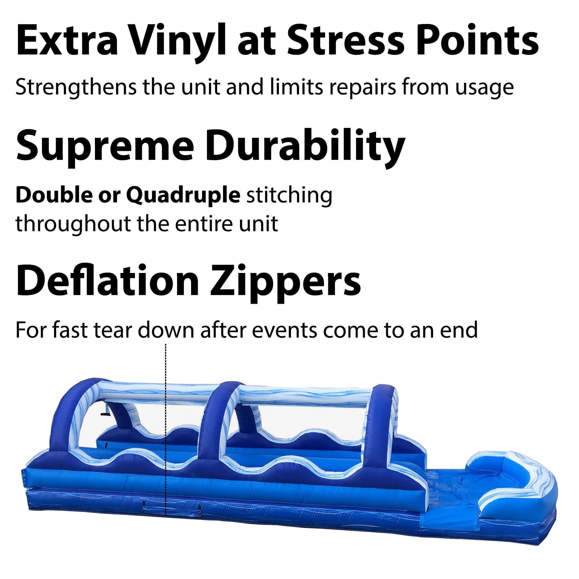 TentandTable Commercial Inflatable Splash and Ride Waterslide, Blue Marble Dual Lane with Blower, 35'