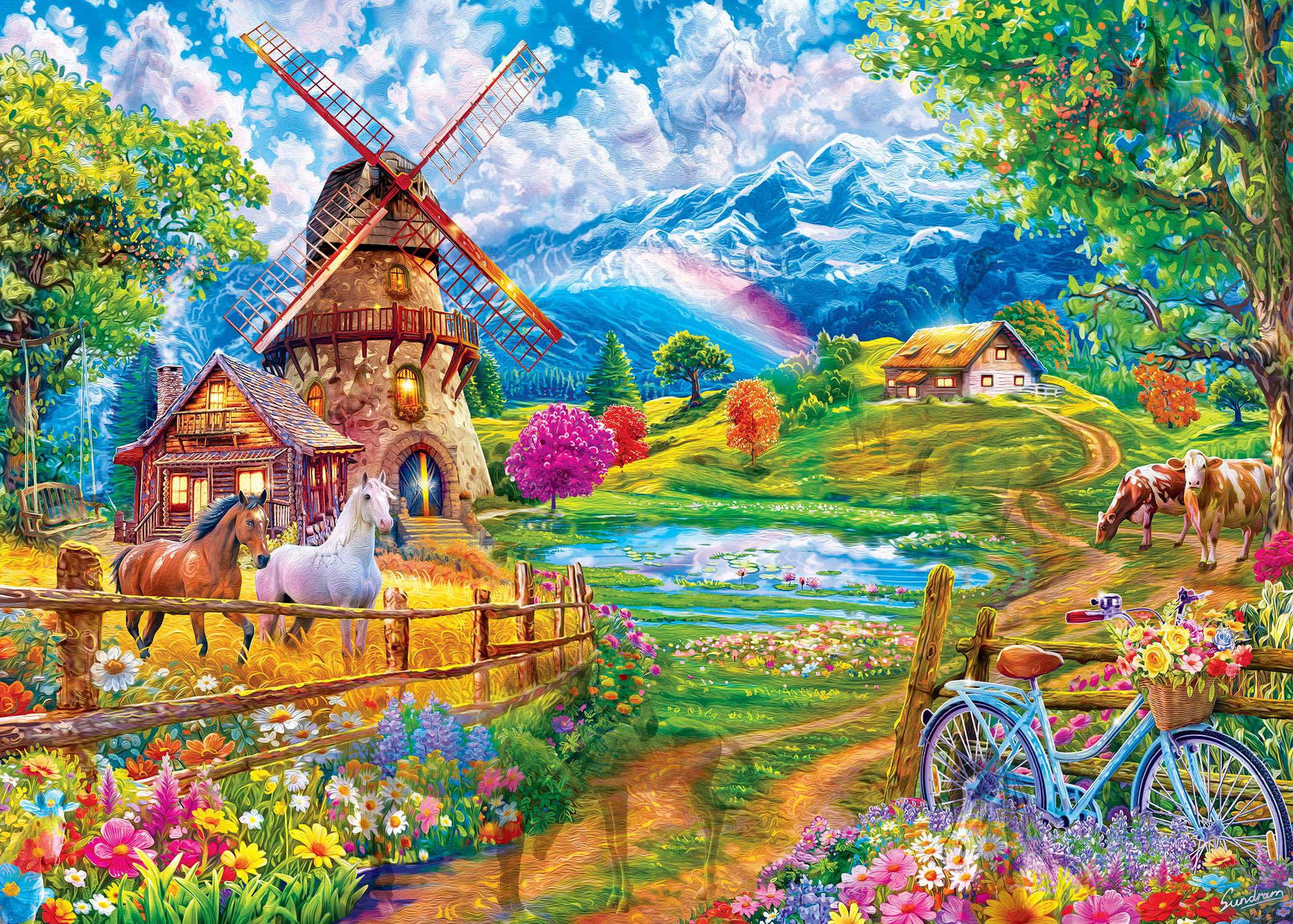 Hidden Images Glow In The Dark - Meadowlark Morning 500 Piece Puzzle