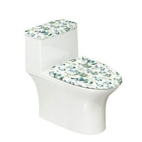 COEQINE Eucalyptus Leaf Toilet Lid Cover and Toilet Tank Cover, 2 Piece Machine Washable Universal Toilet Lid Dust Cover Set for Home Bathroom Decoration