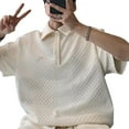 thumbnail image 2 of Men's Loose-Fit, Short-Sleeve, Solid Color Button-Down Collar Apricot-Lined Gentlemen's Shirt, 2 of 8