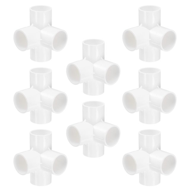 Uxcell Fitting 1-1/4" 4 Ways Connector Furniture Build Grade Pipe Coupling, White