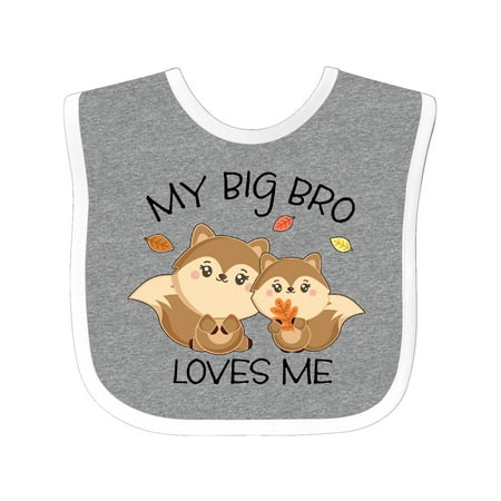 

Inktastic My Big Bro Loves Me with Cute Squirrels in Autumn Gift Baby Boy or Baby Girl Bib