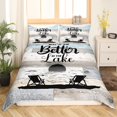 thumbnail image 3 of Lake House Bedding Set King Size, Rustic Farmhouse Comforter Cover For Kids Teens Adult Women Bedroom Decor, Wooden Barn Door Duvet Cover Ocean Beach Bed Set Lake House Decor For The Home, Blue Grey, 3 of 5