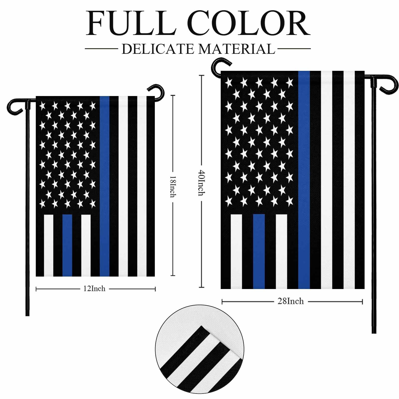 4th of July Garden Flags Blue Line USA Flag Garden Flag Double Sided Welcome Flag Men And Women's Law Enforcement Independence Day Yard Flags for Outdoor Lawn Porch Memorial Day Decor 28x40 Inch