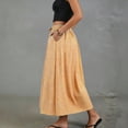 thumbnail image 5 of Kilaqueen Women's Cotton Linen Gingham Maxi Skirt with Drawstring Waist, Flowy A Line Long Skirt for Beach Vacation, Travel and Casual Summer Wear, 5 of 5