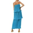 thumbnail image 6 of Liacowi Women Summer Tube Dress Solid Color Tiered Ruffles Strapless Backless Long Dress Cake  Dress for Party, 6 of 8
