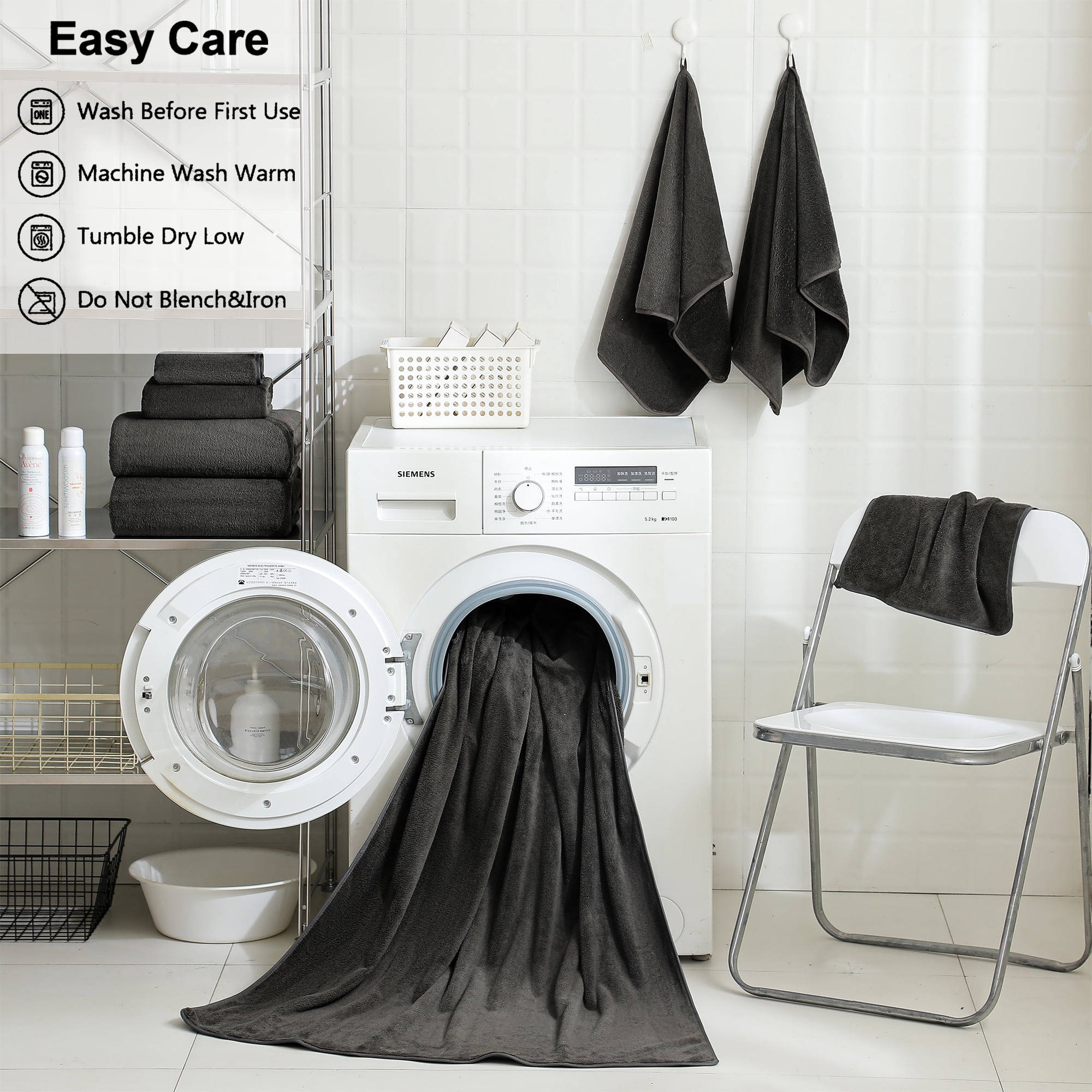 Jessy Home 8 Piece Home Collection Ultra Soft Cozy Towels 700 GSM Black Plush Towel Set