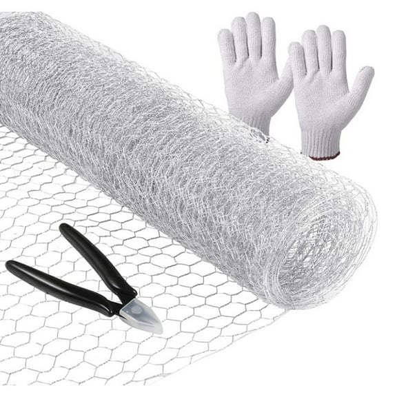 SPRING PARK Hexagonal Poultry Netting Galvanized Chicken Wire Mesh Fence Large Frame Chicken Netting with Gloves