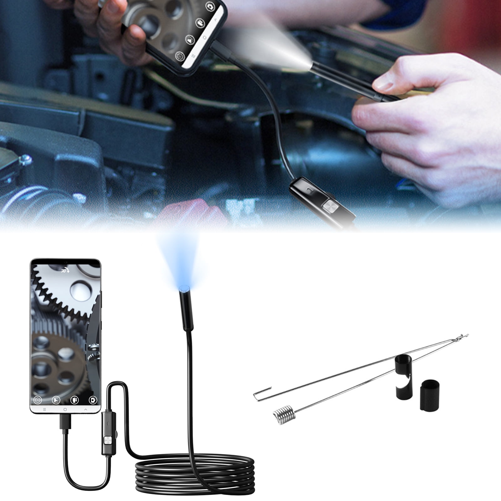 Endoscope Camera with 6 LED Light,Borescope Inspection Cameras Waterproof Snake Cameras for Cellphone PC