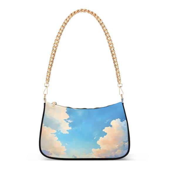 Ryvnso Blue Sky Scene Womens Chain Shoulder Bag Tote Handbags Clutch Hobo Purse with Zipper for Travel