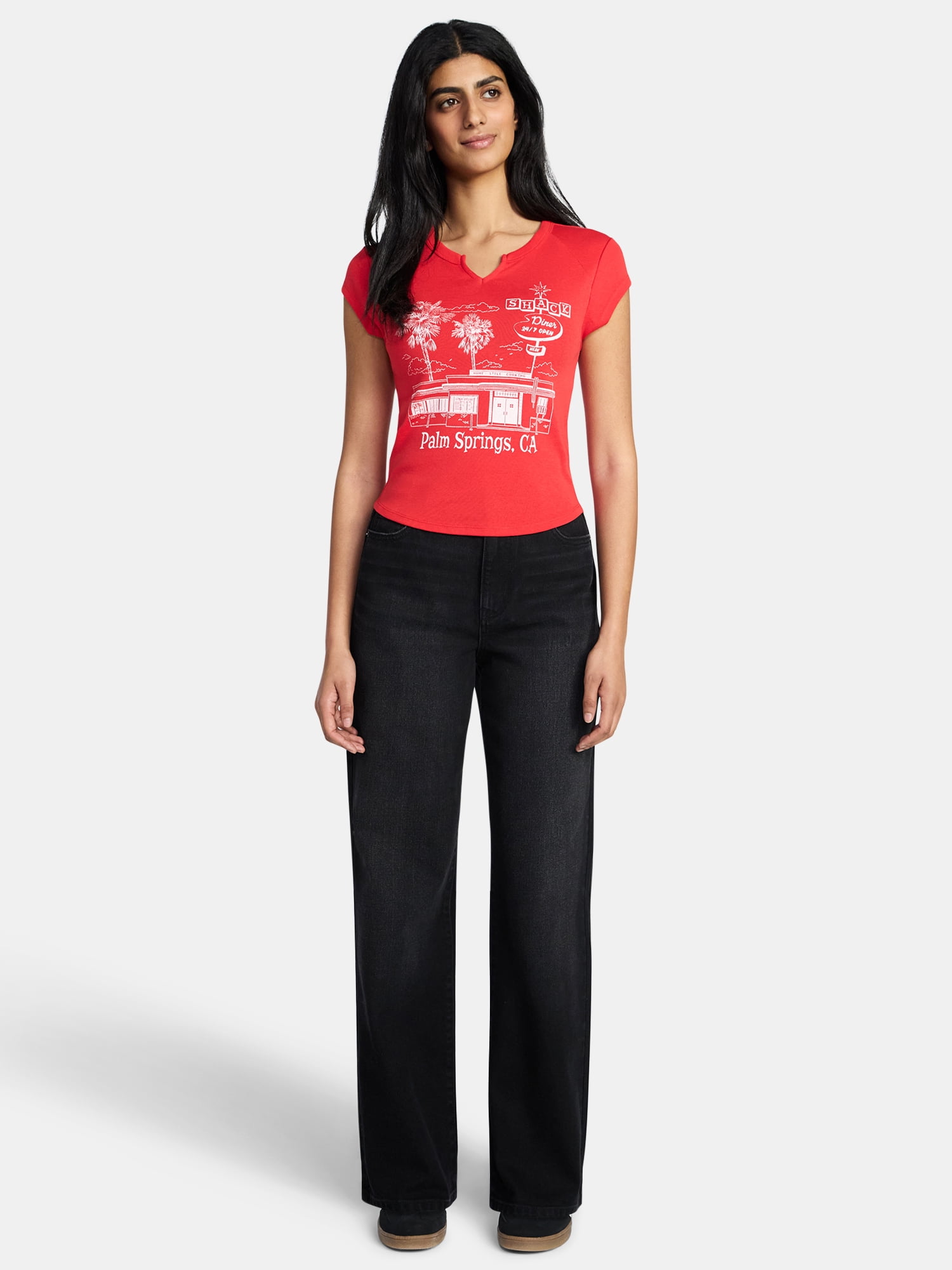 Palm Springs Women's Graphic Tee with Short Sleeves, Sizes XXS-XXL