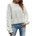 thumbnail image 2 of BONIXOOM Fall Sweaters Modern Fit Sweater Pullover Casual Crew Neck Womens Sweaters Cardigan White L(US:8), 2 of 8