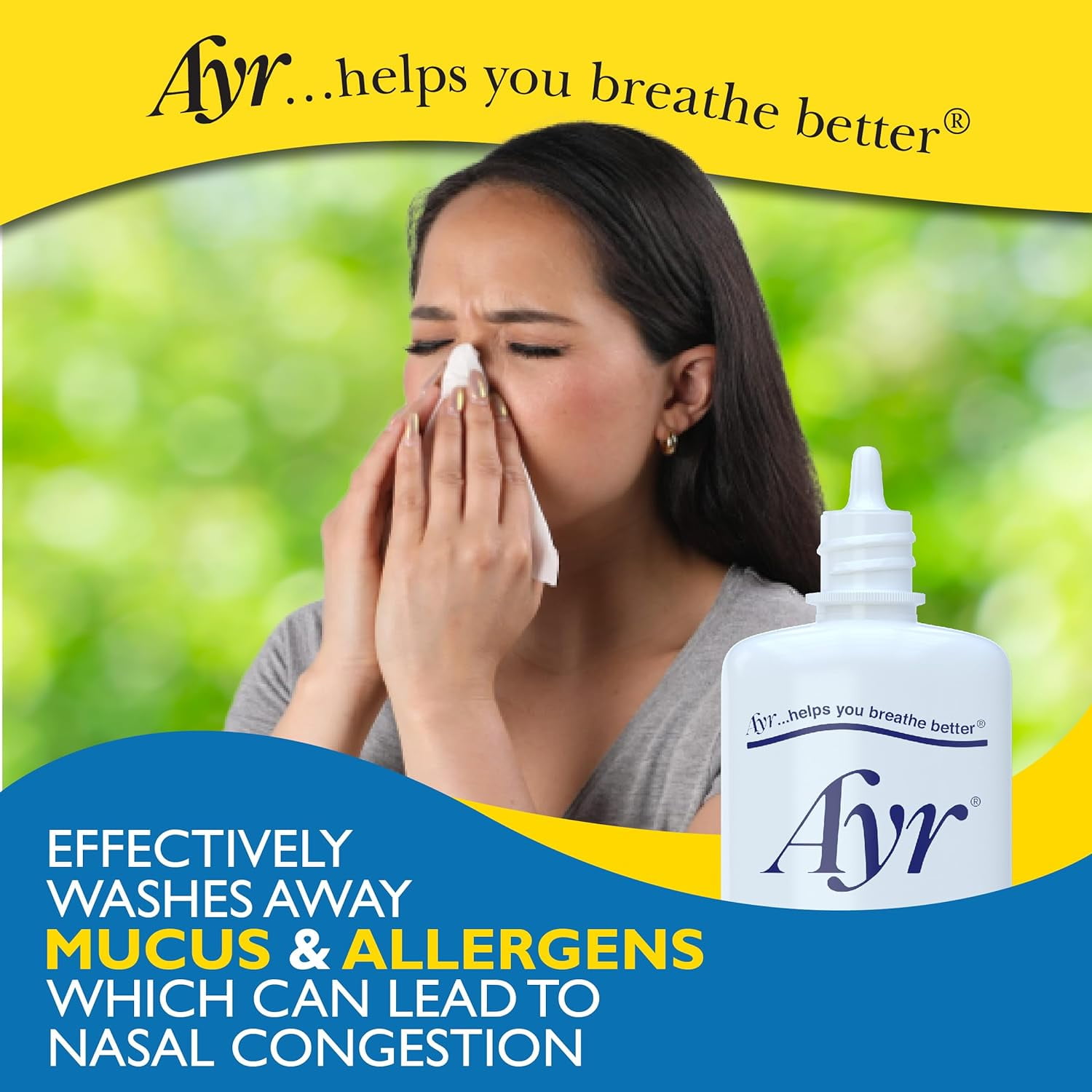 Ayr Saline Nasal Mist, 1.69 Fl Oz (Pack of 6) (Packaging may vary)