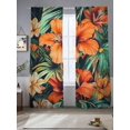 thumbnail image 2 of Burnt Orange Floral Sheer Curtains 84 Inch Length 2 Panels Set, Tropical Botanical Leaves Floral Voile Window Treatment Rod Pocket Curtains Sheers Drapes for Bedroom/Living Room/Kitchen 52"x84"x2, 2 of 7