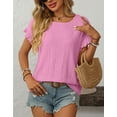 thumbnail image 2 of Eyelet Tops for Women Summer 2025 Scoop Neck Cute Ruffled Short Sleeve T-Shirts Elegant Sweet Lady Tunic Blouses Shermie, 2 of 6