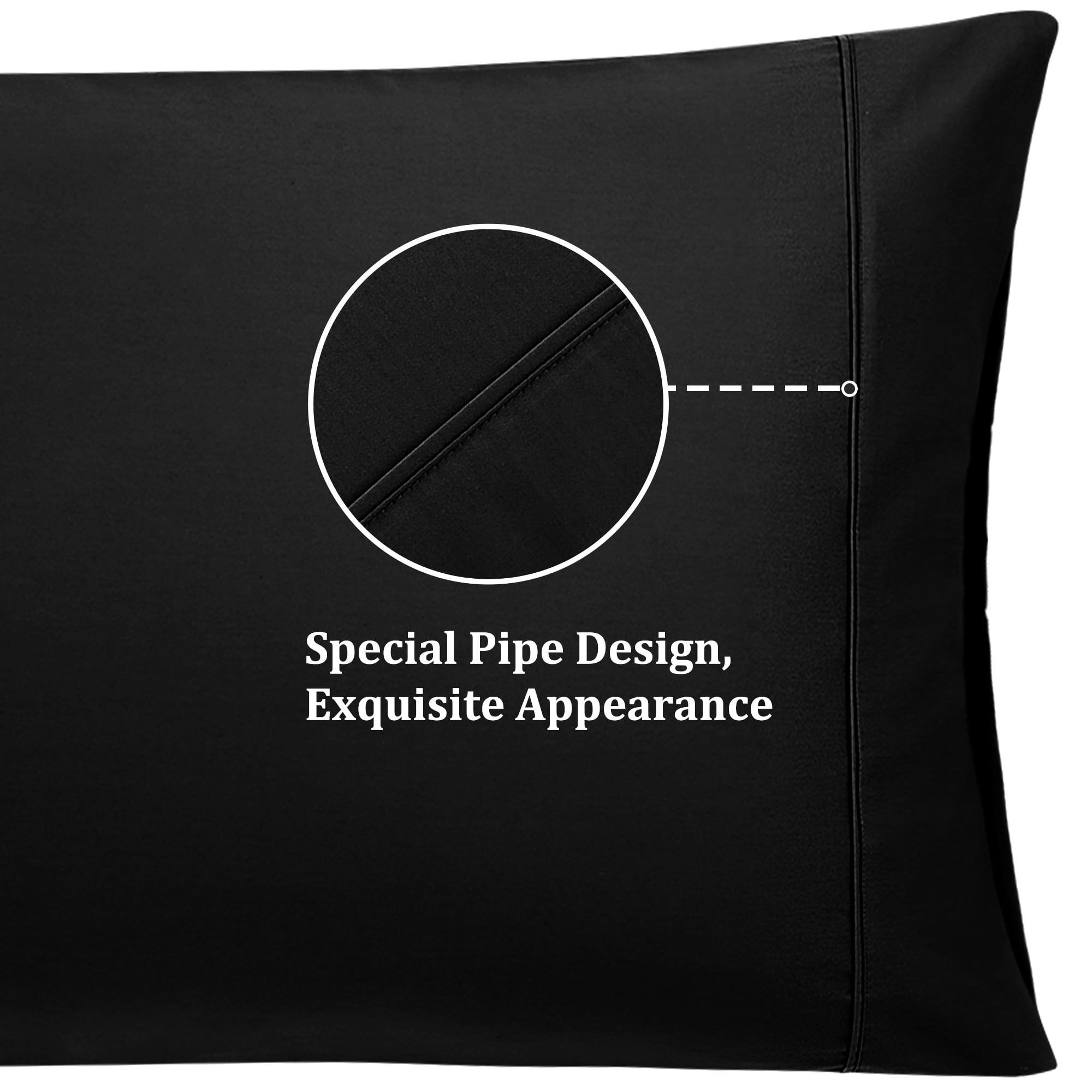 Unique Bargains 20"x 55" 1PC Zipper Closure Body Pillow Cover Black