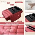thumbnail image 4 of Car Center Console Cover Booster Multifunctional Car Center Console Cushion Pad with Cup Holder & Tissue Box & Side Pockets Arm Rest Cover for Car, Embossed, Beige, 4 of 13