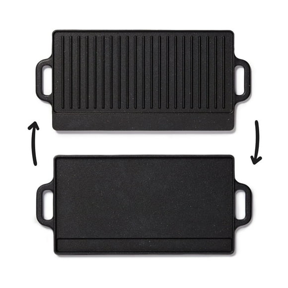 Starfrit The Rock Cast Iron Reversible Grill/Griddle, Durable Cast Iron, Non-Stick, Oven Safe, PFOA Free, Easy to Clean, Black