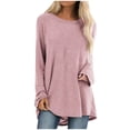 thumbnail image 2 of Long Sleeve Shirts for Women 2026 Spring Plus Size Plain Crewneck Oversized Tshirt Blouse Tunic Tops, 2 of 7