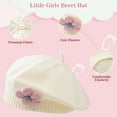 thumbnail image 4 of Baby Beret Hat Toddler Winter Knitted Beanie Cap with Cute Flower Little Girls French Hat for 0-3Years, 4 of 7