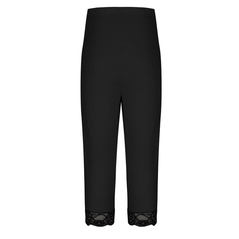 Plus Size Lace Leggings for Women, High Waisted Cropped Leggings