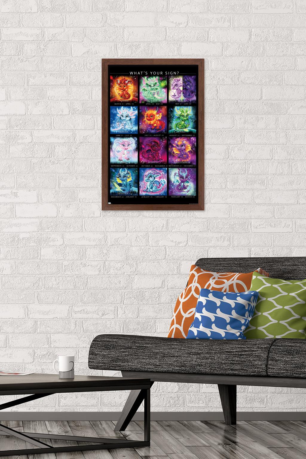 Sheena Pike - The Zodiacs Lil Dragonz Wall Poster, 14.725" x 22.375" Framed