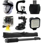 Bundle Helmet Strap Mount + Stabilization Handle + Selfie Stick for GoPro HERO4 Hero 4
