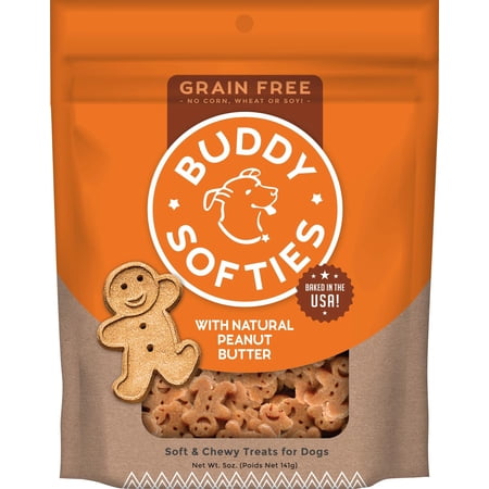 Buddy Biscuit Softies 5 oz Pouch, Grain-Free Soft & Chewy, Natural Peanut Butter Flavor Dog Treats, Oven Baked in the USA BE42