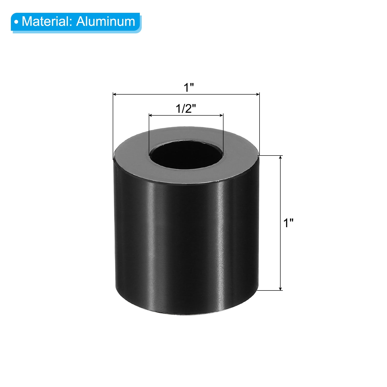 M12 Aluminum Spacers, 10 Pcs Metal Spacer Aluminum 1/2" ID x 1" OD x 1" L Standoff for 1/2" or M12 Screw Bolts