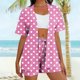 thumbnail image 3 of Mujeres largo cardigan con bolsillos estilo de moda suelto no posicionamiento impreso manga corta y pantalones cortos conjunto de bolsillo sudadera y pantalones conjunto para mujeres, 3 of 6