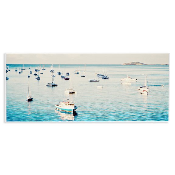 Stupell Industries Boat Fleet Marina Transportation Photography Unframed Art Print Wall Art, 17 x 7