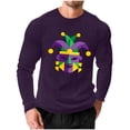 thumbnail image 2 of Gamivast Mens Shirts Warm Waffle-Textured Crew Neck Long Sleeve Mardi Gras Shirts Soft Long Sleeve Tee Shirts Geometric Jester Graphic Holiday Casual, 2 of 5