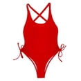 thumbnail image 3 of asdoklhq Plus Size Swimsuits for Women,Women's New Straping Solid Color One-piece Bikini O-neck Swimwear, 3 of 8