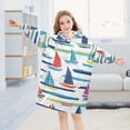 thumbnail image 5 of FORMRS Wearable Blanket Hoodie with Sleeves for Kids Cozy Flannel Sweatshirt, Colorful Sailboats, 5 of 7
