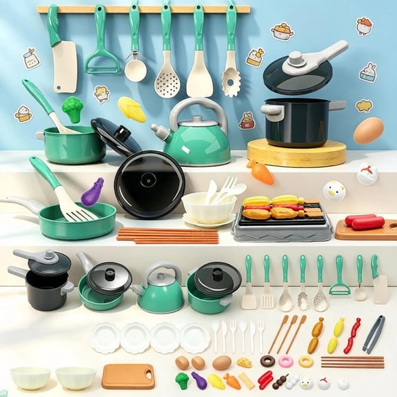 Kids Pretend Play Kitchen Cookware Set,Toddler Play Pots Pans Utensils Stove with Play Food,Educational Imaginative Role Play Kitchen Toys,Birthday Gift for Toddler Boys Girls Ages 3 4 5 6 Years Old