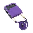 thumbnail image 7 of Dteck For Samsung Galaxy Z Flip4,Shockproof Artificial Leather Adjustable Shoulder Strap Case Cover,Purple, 7 of 7