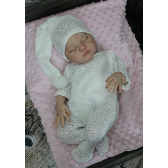 BZDOLL Realistic 50 CM Asleep Baby Reborn Doll With Hand-Painted 3D Skin and Vascular Vein, 20 Inch Alive Soft Vinyl Newborn Bebe Cute Play House Toy Art Collection Gift For Child