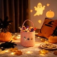 thumbnail image 5 of Ouuluon Sturdy Halloween Plaid Storage Basket, 9x9 inch Ghost Pumpkin Decorative Handheld Basket for Home Party, 5 of 6