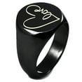 thumbnail image 1 of Sterling Silver Love Heart Calligraphy Engraved Round Flat Top Polished Ring, 1 of 1