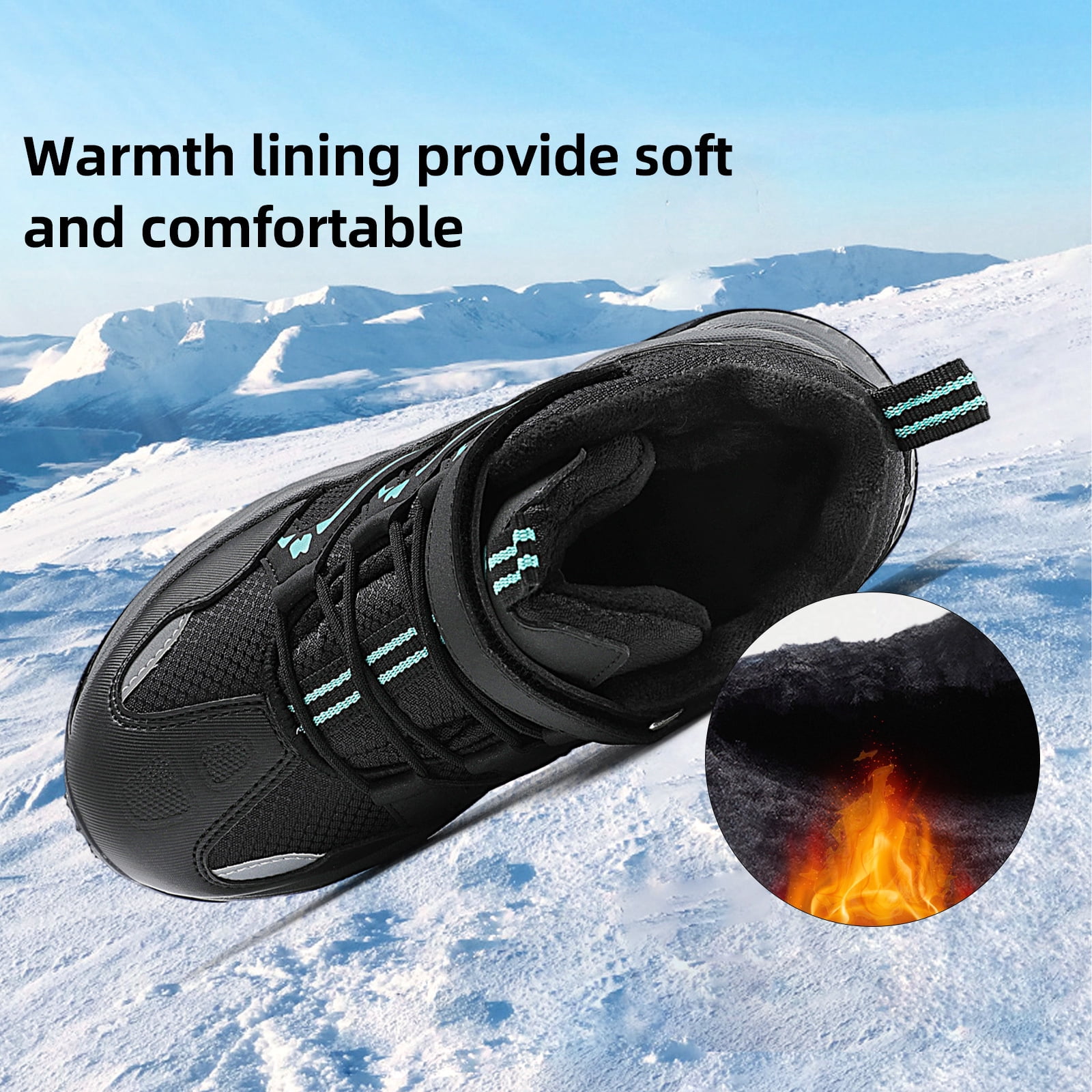 FANGFIUP Boys Snow Boots Winter Waterproof Antiskid Boots Hiking Outdoor Shoes Booties for Unisex Kids (Little Kid/Big Kid)
