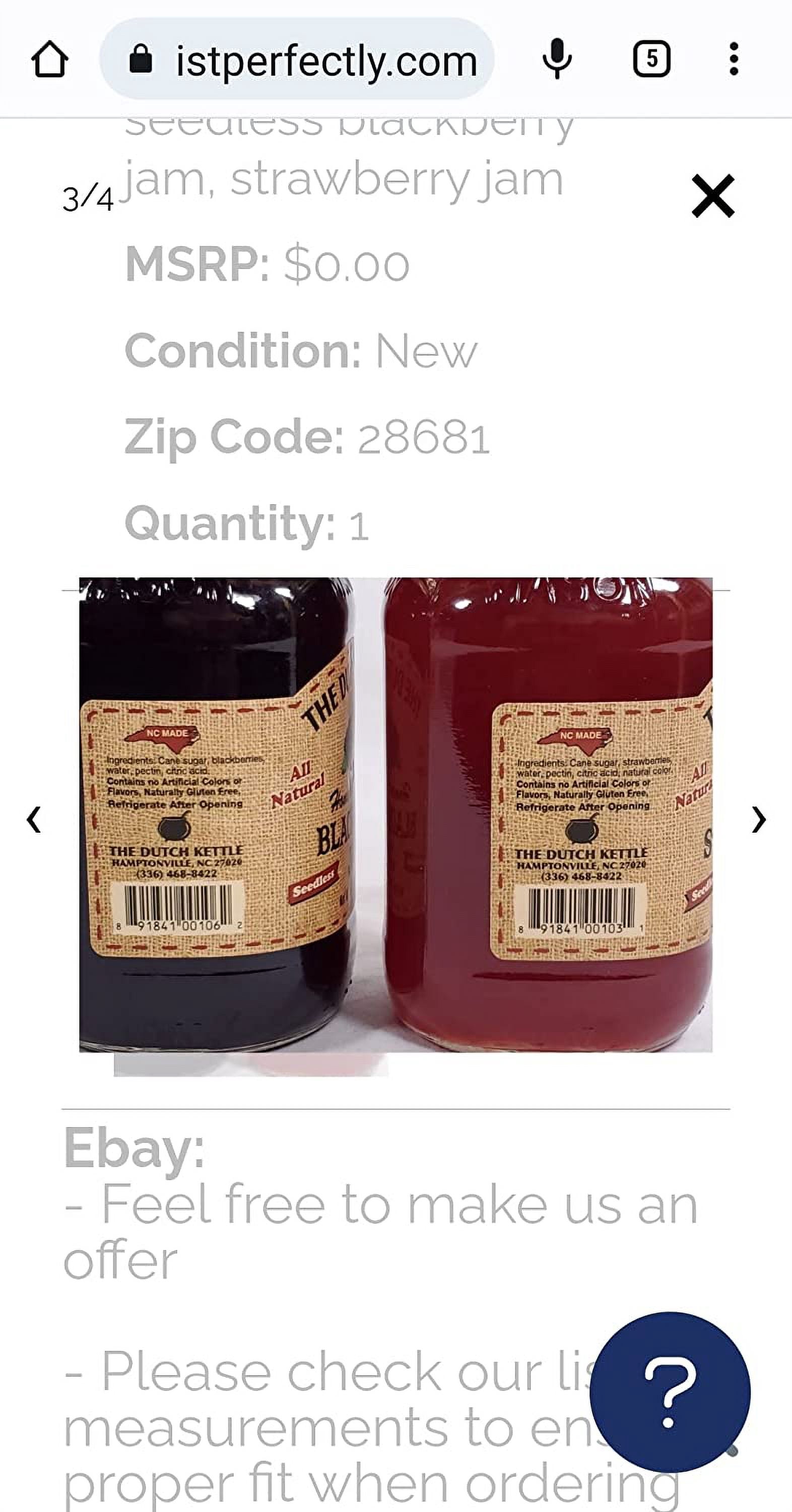 The Dutch Kettle Amish Seedless Blackberry & Strawberry Jam 219 Oz Jars
