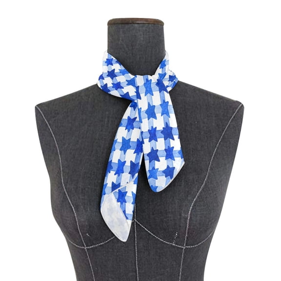 Square Scarf 24x24 Inch Dark Blue Five-pointed Star Silky Satin Sun Protection Neck Scarf for Women Multi-Purpose Head Wrap Bandana for Hair Bag Decoration