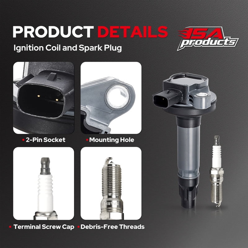 ISA Ignition Coil Pack and 6 Spark Plug SP411 Compatible with Ford Edge Flex Fusion Lincoln MKS MKT MKX MKZ Mazda CX-9 3.5L 3.7L Replacement for UF553 UF595 5C1652 ‌Set of 6